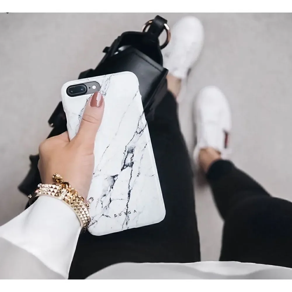 Burga Satin White - Marble iPhone X / XS Case & Marble Ring Holder Set Preowned